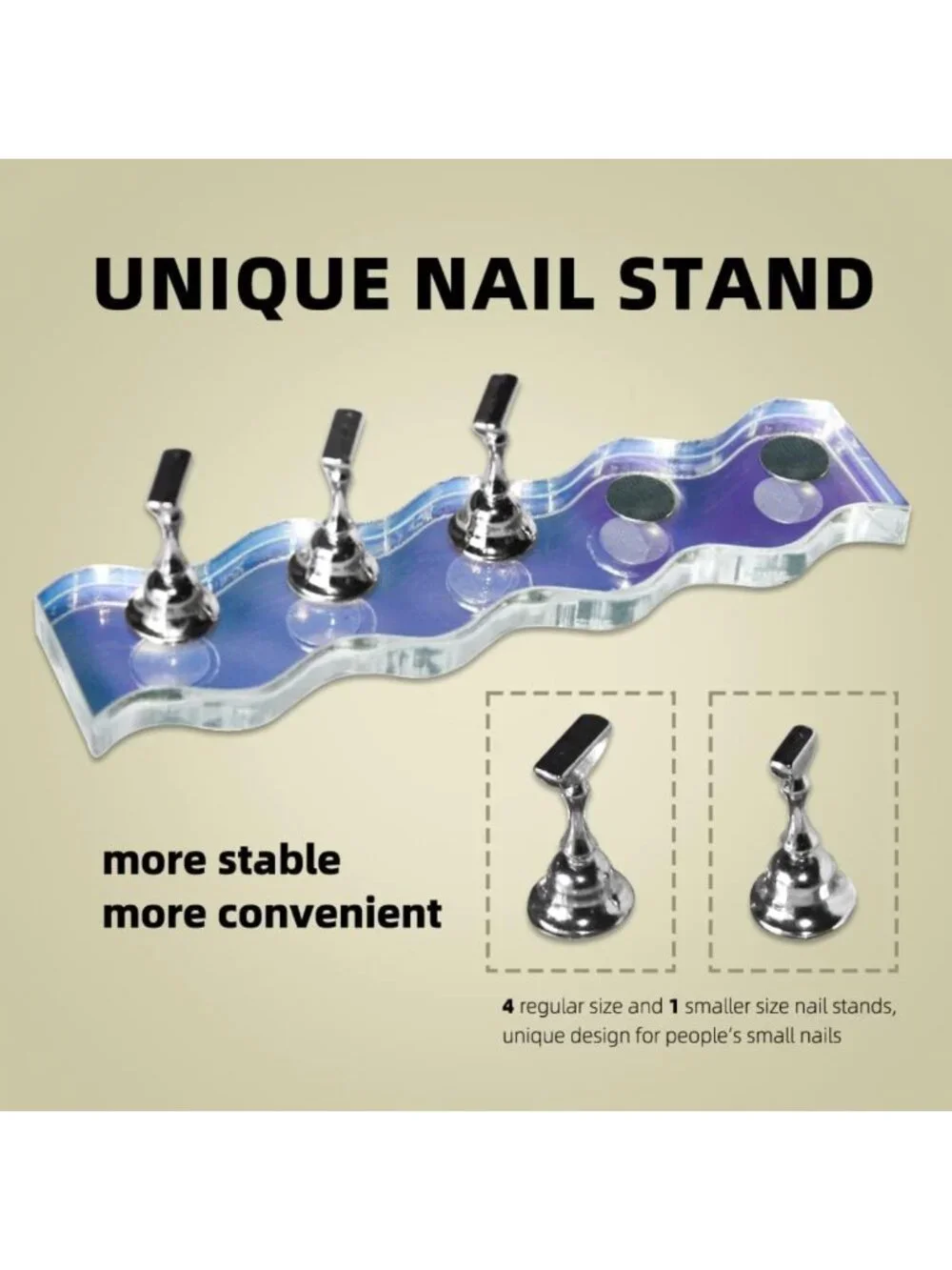 Magnetic Nail Holder Set - 2 Super Stands with 96 Reusable Sticky Putty for Nail